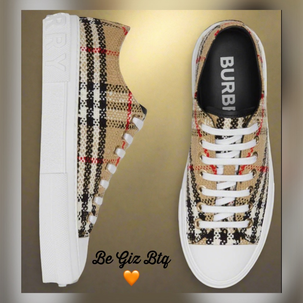 Authentic Burberry Jack Vintage Check Low-Top Sneakers Archive Beige Size 12-42